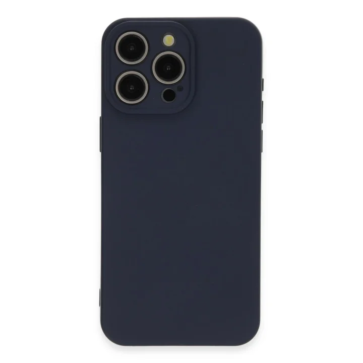 Mey İthalat®  iPhone 15 Pro Max Kılıf Nano içi Kadife Silikon - Lacivert