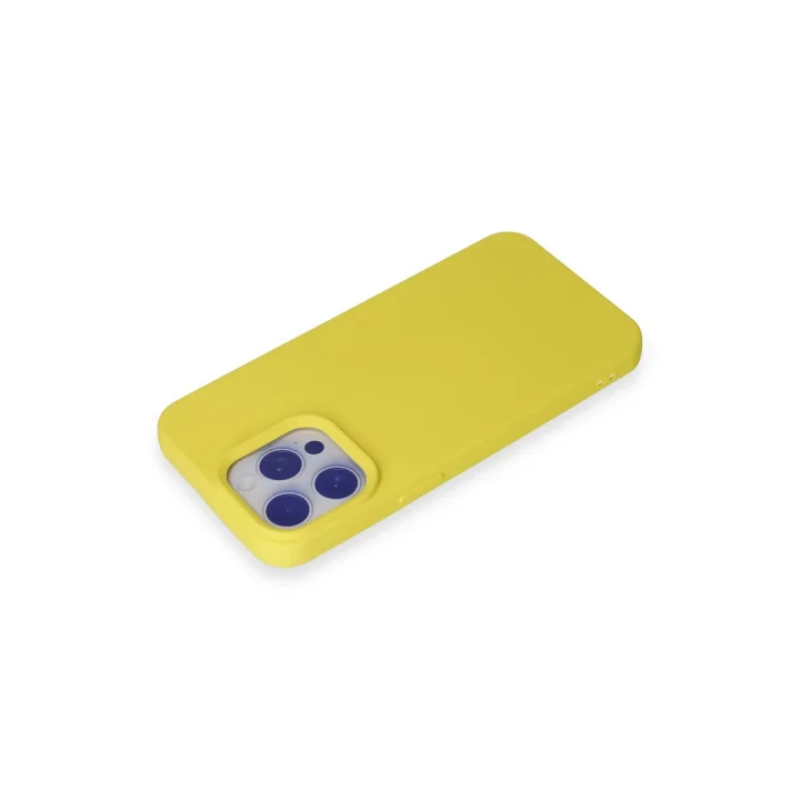 Mey İthalat®  iPhone 15 Pro Max Kılıf Nano içi Kadife Silikon - Sarı