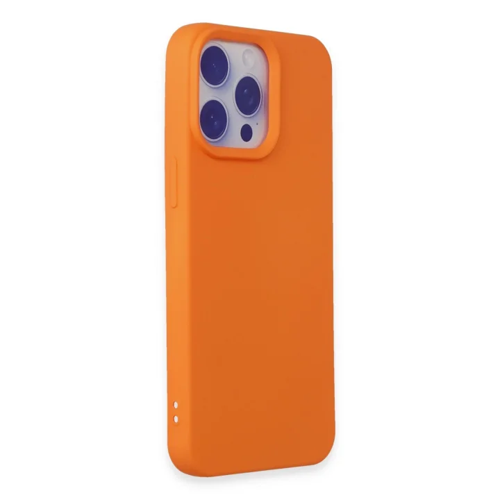Mey İthalat®  iPhone 15 Pro Max Kılıf Nano içi Kadife Silikon - Turuncu