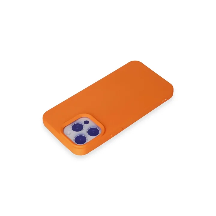 Mey İthalat®  iPhone 15 Pro Max Kılıf Nano içi Kadife Silikon - Turuncu