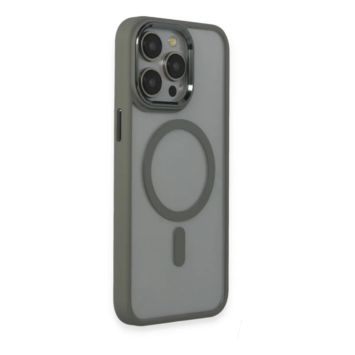 Mey İthalat®  iPhone 15 Pro Max Kılıf Room Magneticsafe Silikon - Gri