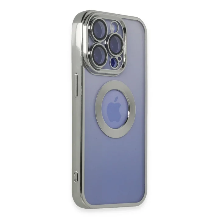 Mey İthalat®  iPhone 15 Pro Max Kılıf Slot Silikon - Gümüş