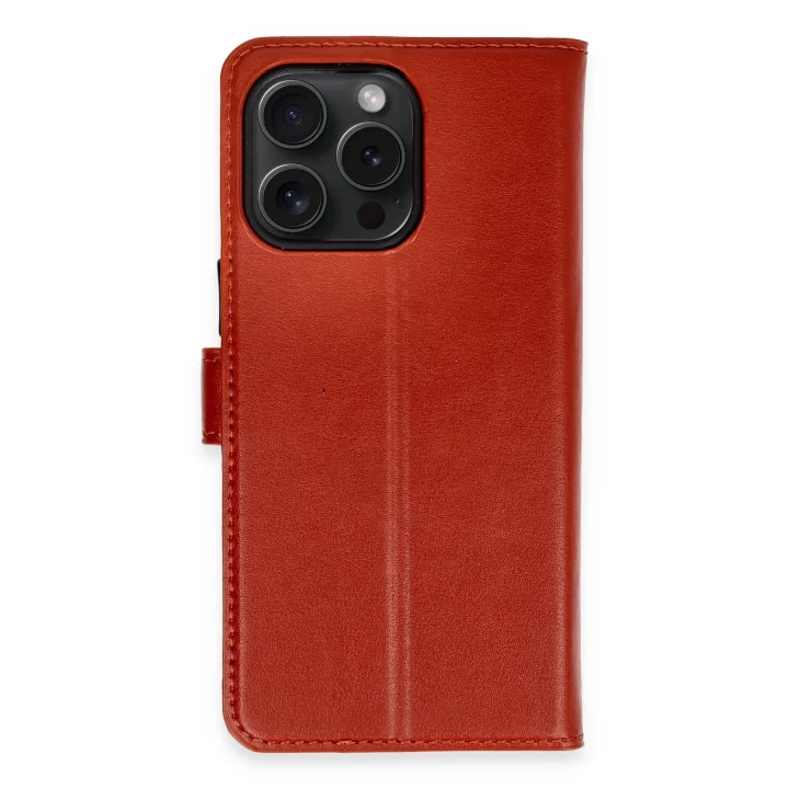 Mey İthalat®   iPhone 15 Pro Max Kılıf Trend S Plus Kapaklı Kılıf - Kırmızı