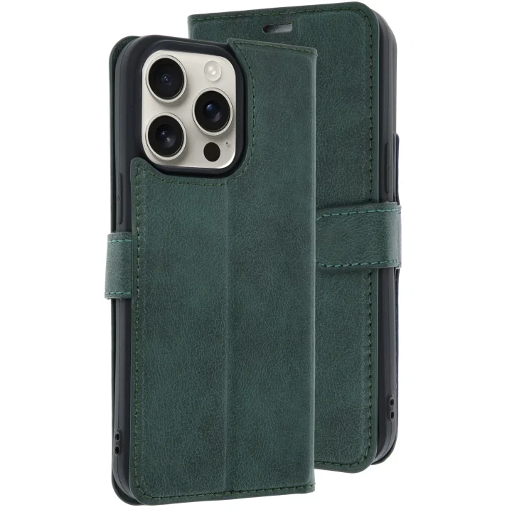 Mey İthalat®  iPhone 15 Pro Max Kılıf Trend S Plus Kapaklı Kılıf - Koyu Yeşil