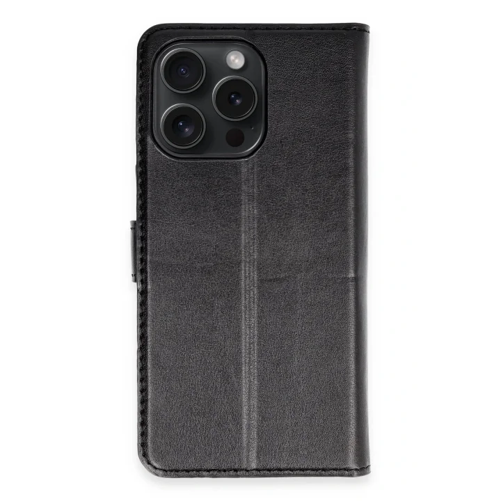 Mey İthalat®   iPhone 15 Pro Max Kılıf Trend S Plus Kapaklı Kılıf - Siyah
