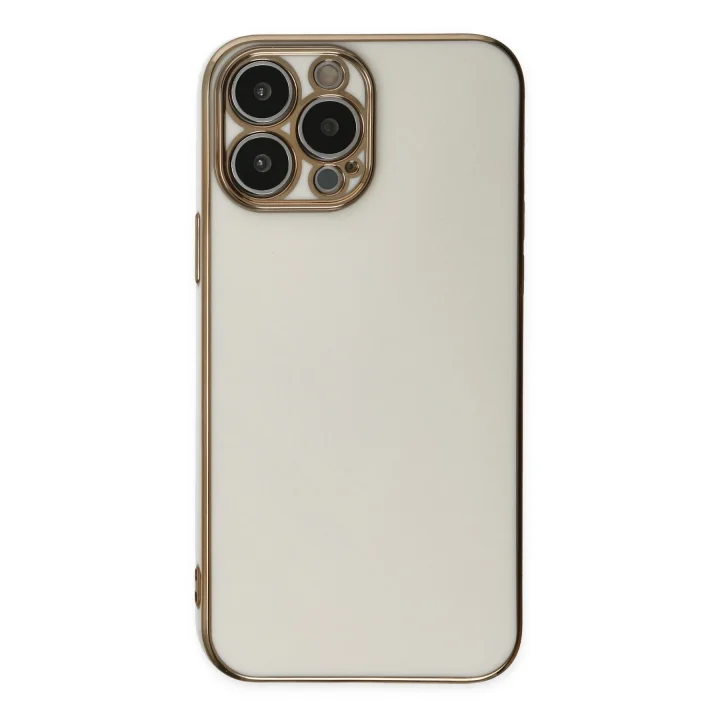Mey İthalat®   iPhone 15 Pro Max Kılıf Volet Silikon - Beyaz