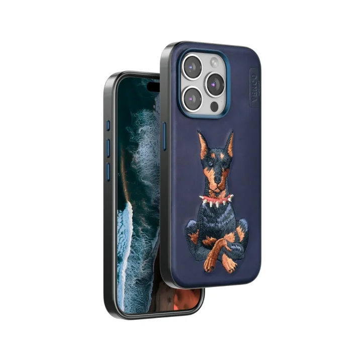 Mey İthalat®  iPhone 15 Pro Max Perma Desenli Kapak - Lacivert