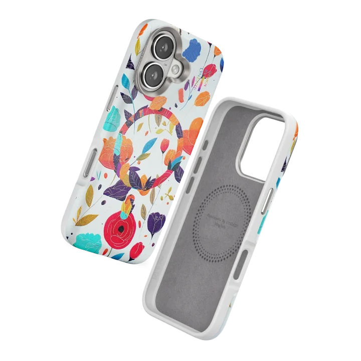 Mey İthalat®  iPhone 16 Flower Series Magsafe Kapak - Beyaz