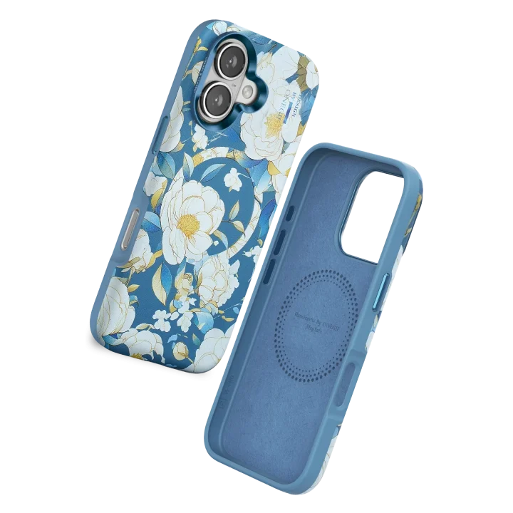 Mey İthalat®  iPhone 16 Flower Series Magsafe Kapak - Mavi