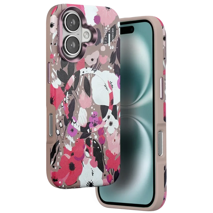 Mey İthalat®  iPhone 16 Flower Series Magsafe Kapak - Pembe