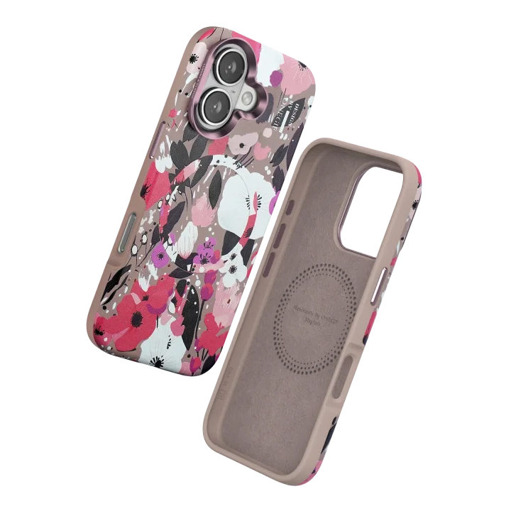 Mey İthalat®  iPhone 16 Flower Series Magsafe Kapak - Pembe