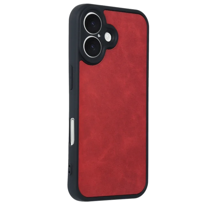 Mey İthalat®   iPhone 16 Kılıf Aras Deri Kapak - Kırmızı