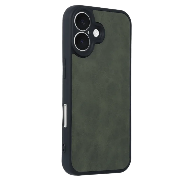 Mey İthalat®   iPhone 16 Kılıf Aras Deri Kapak - Koyu Yeşil