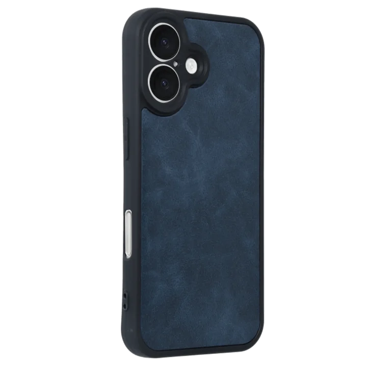 Mey İthalat®   iPhone 16 Kılıf Aras Deri Kapak - Lacivert