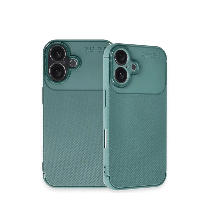 Mey İthalat®   iPhone 16 Kılıf Auto Focus Karbon Kapak - Koyu Yeşil