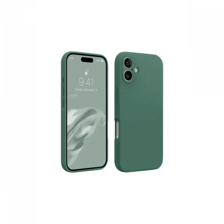Mey İthalat®   iPhone 16 Kılıf First Silikon - Koyu Yeşil