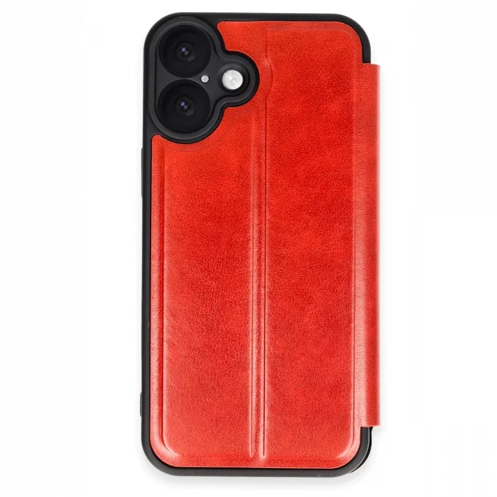 Mey İthalat®   iPhone 16 Kılıf Flip Cover - Kırmızı