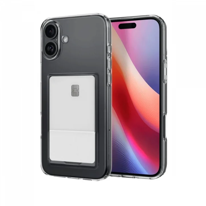 Mey İthalat®   iPhone 16 Kılıf Kart Şeffaf Silikon - Şeffaf