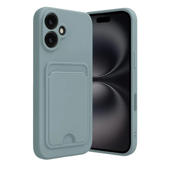 Mey İthalat®  iPhone 16 Kılıf Kelvin Kartvizitli Silikon - Açık Yeşil