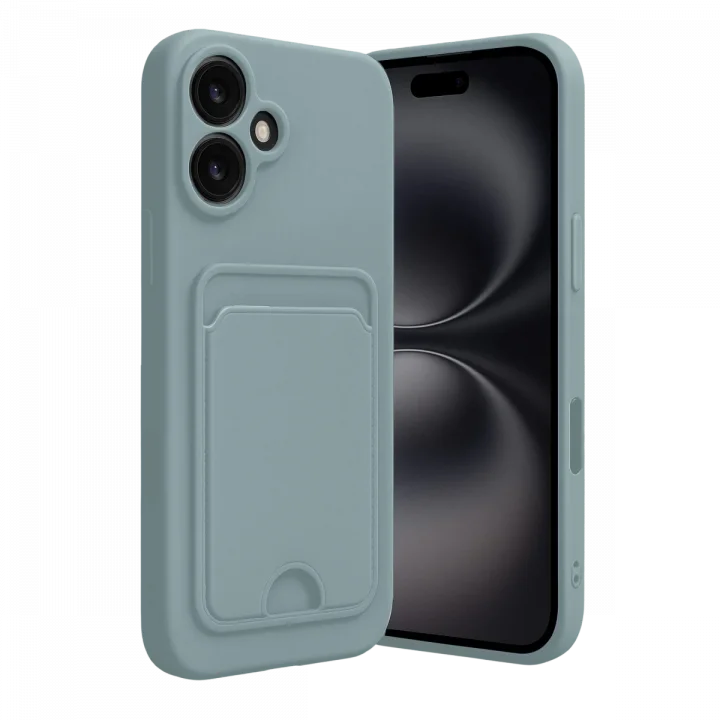 Mey İthalat®  iPhone 16 Kılıf Kelvin Kartvizitli Silikon - Açık Yeşil