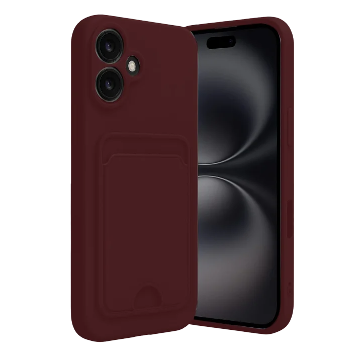 Mey İthalat®  iPhone 16 Kılıf Kelvin Kartvizitli Silikon - Bordo