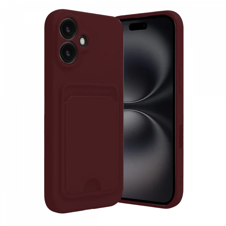 Mey İthalat®  iPhone 16 Kılıf Kelvin Kartvizitli Silikon - Bordo
