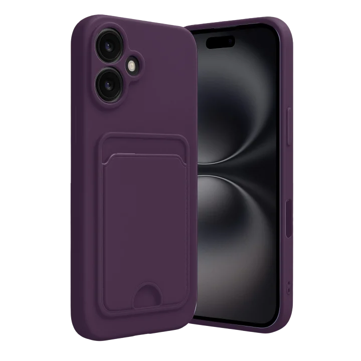 Mey İthalat®   iPhone 16 Kılıf Kelvin Kartvizitli Silikon - Derin Mor
