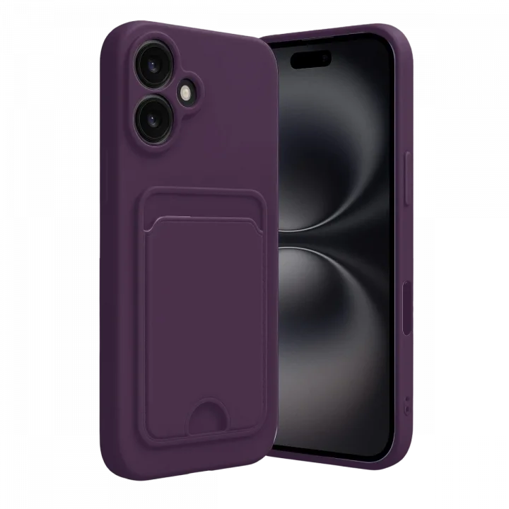 Mey İthalat®   iPhone 16 Kılıf Kelvin Kartvizitli Silikon - Derin Mor