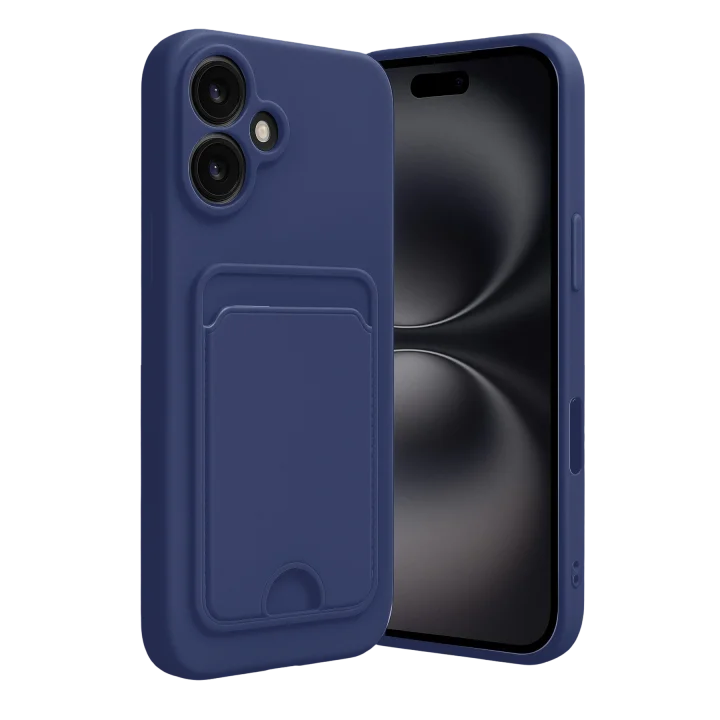 Mey İthalat®   iPhone 16 Kılıf Kelvin Kartvizitli Silikon - Lacivert