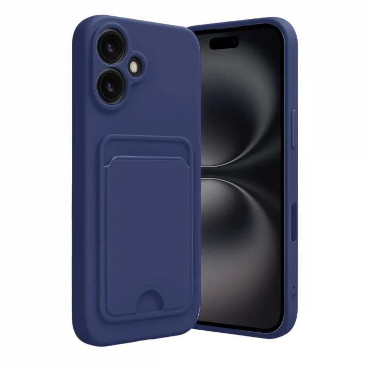 Mey İthalat®   iPhone 16 Kılıf Kelvin Kartvizitli Silikon - Lacivert