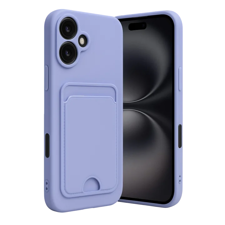 Mey İthalat®   iPhone 16 Kılıf Kelvin Kartvizitli Silikon - Lila