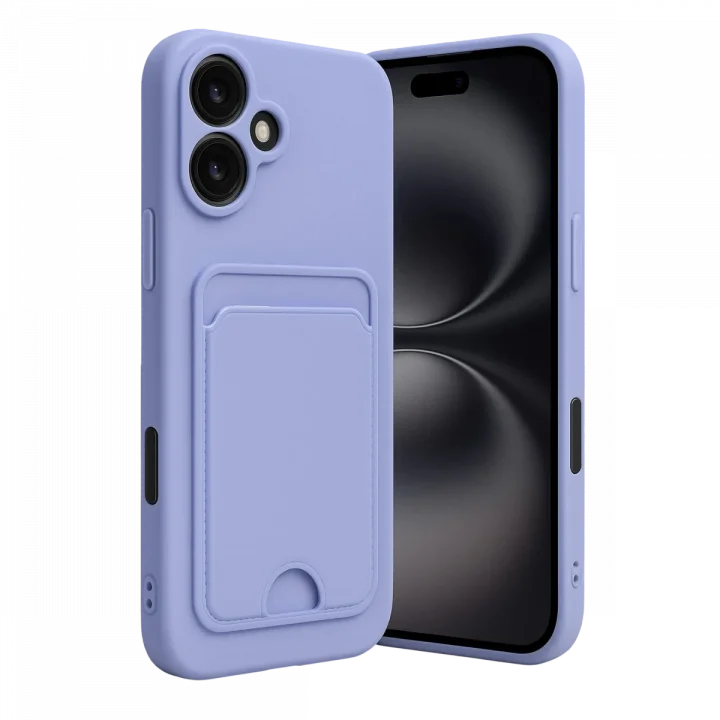Mey İthalat®   iPhone 16 Kılıf Kelvin Kartvizitli Silikon - Lila