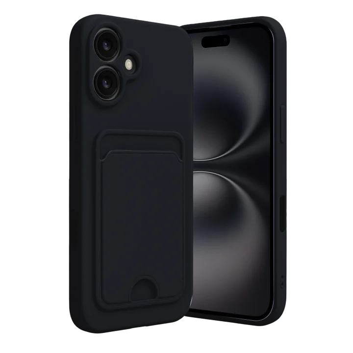 Mey İthalat®   iPhone 16 Kılıf Kelvin Kartvizitli Silikon - Siyah