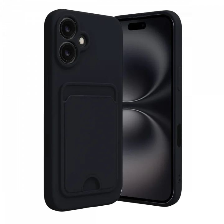 Mey İthalat®   iPhone 16 Kılıf Kelvin Kartvizitli Silikon - Siyah