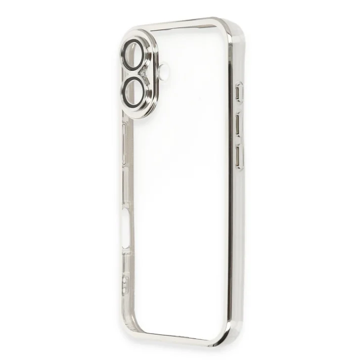 Mey İthalat®   iPhone 16 Kılıf  Lensli Silikon - Gümüş
