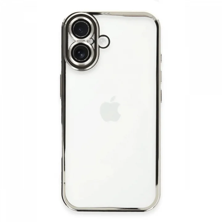 Mey İthalat®   iPhone 16 Kılıf  Lensli Silikon - Gümüş