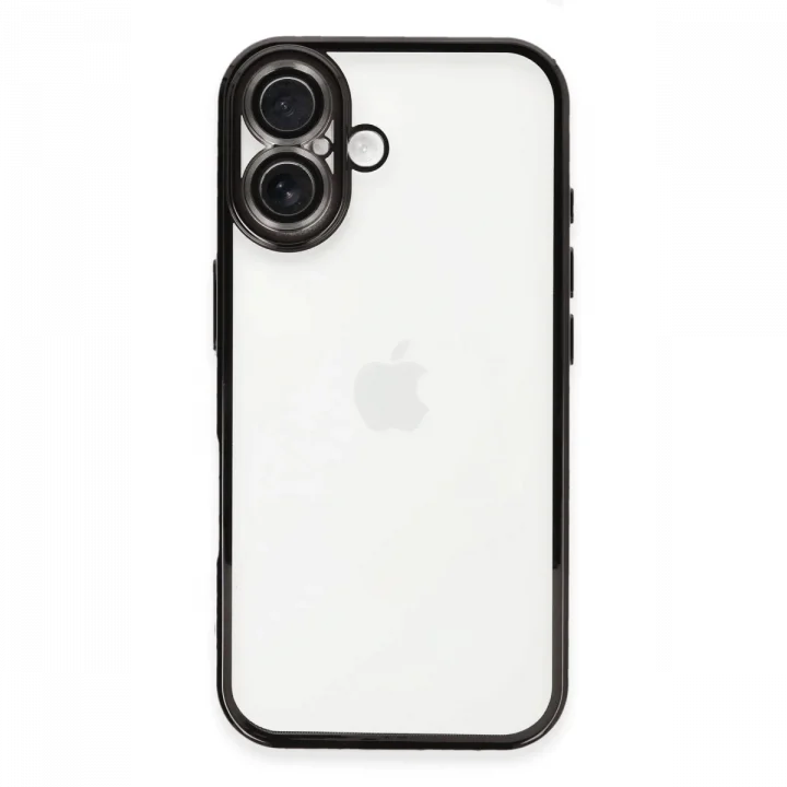 Mey İthalat®   iPhone 16 Kılıf  Lensli Silikon - Siyah