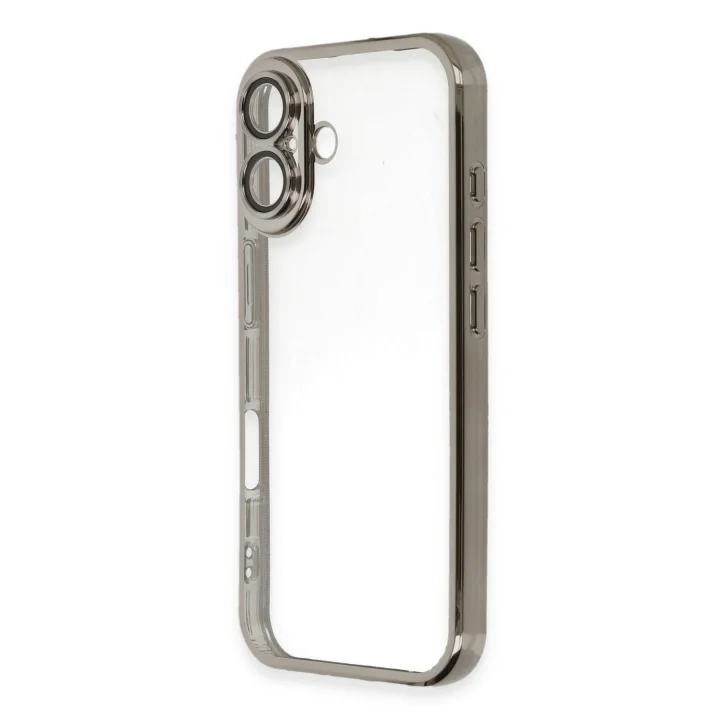 Mey İthalat®   iPhone 16 Kılıf  Lensli Silikon - Titanyum Gri