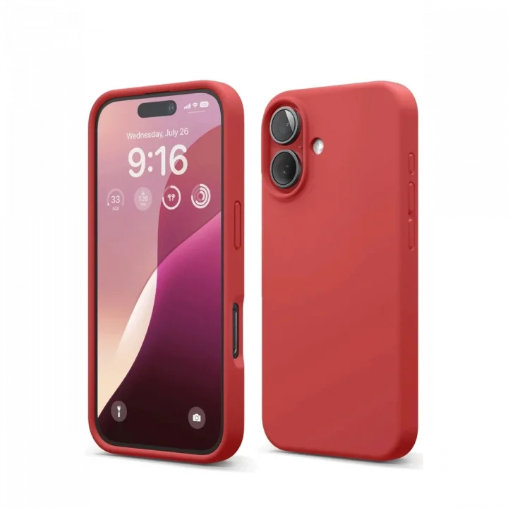 Mey İthalat®   iPhone 16 Kılıf Nano içi Kadife Silikon - Kırmızı