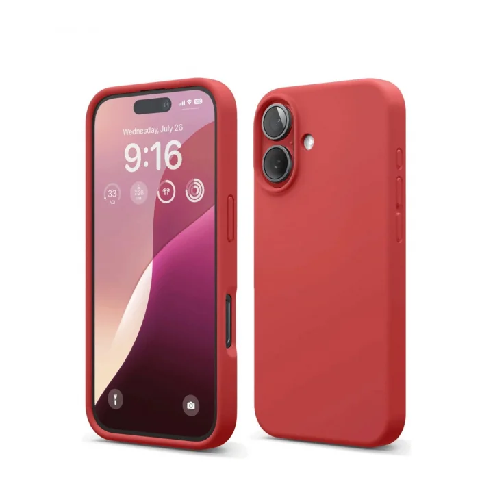 Mey İthalat®   iPhone 16 Kılıf Nano içi Kadife Silikon - Kırmızı