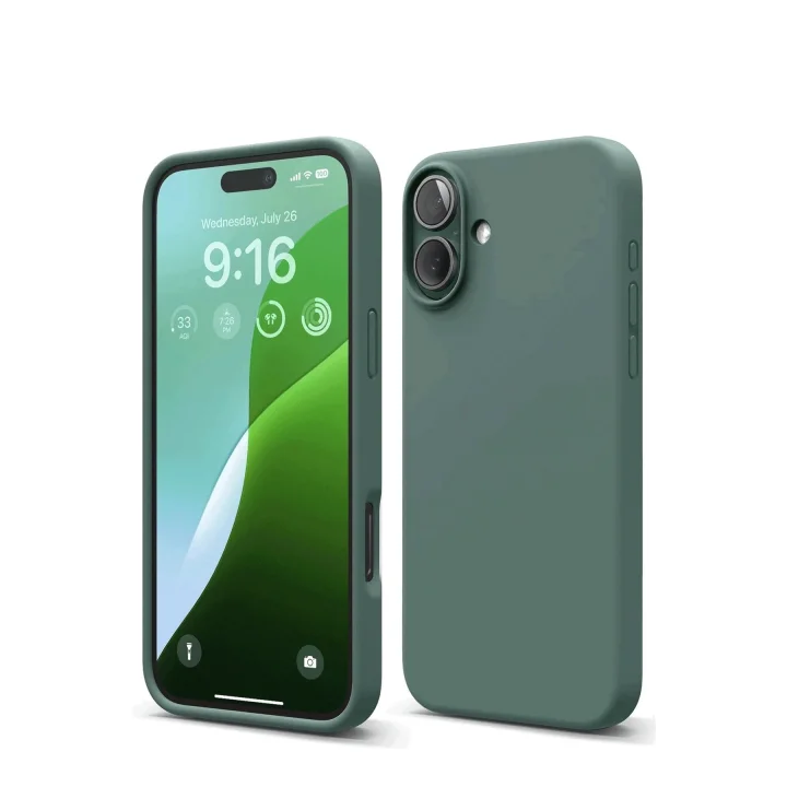 Mey İthalat®  iPhone 16 Kılıf Nano içi Kadife Silikon - Koyu Yeşil