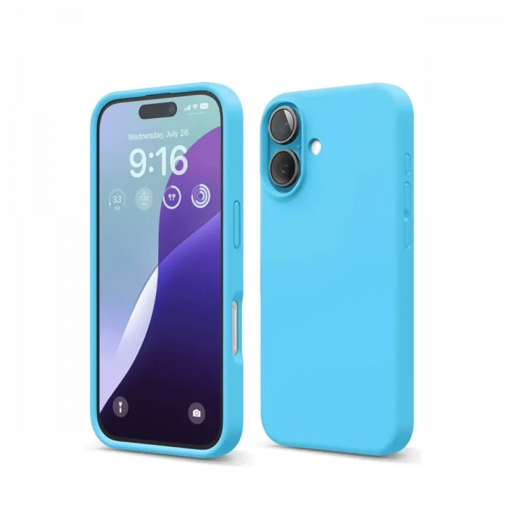 Mey İthalat®   iPhone 16 Kılıf Nano içi Kadife Silikon - Mavi