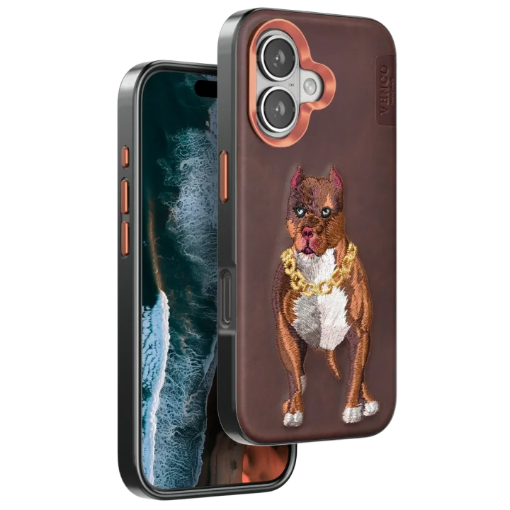 Mey İthalat®  iPhone 16 Perma Desenli Kapak - Kahverengi