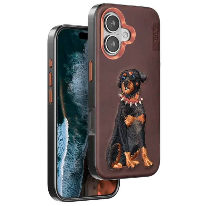 Mey İthalat®  iPhone 16 Perma Desenli Kapak - Koyu Kahve