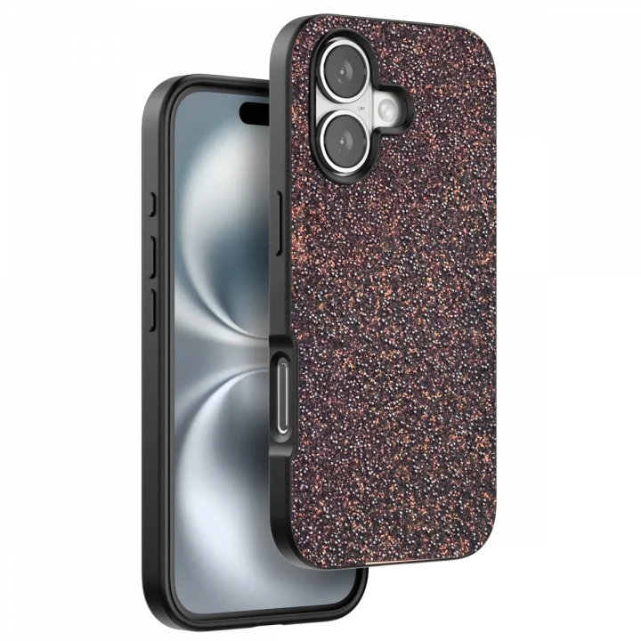 Mey İthalat®  iPhone 16 Plus Bright Simli Kapak - Derin Mor