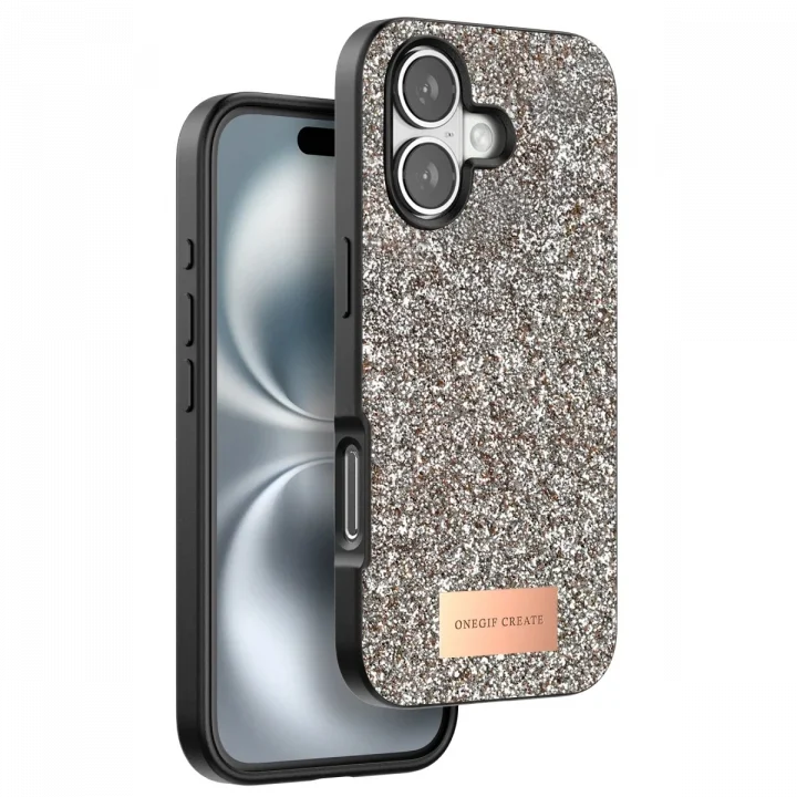 Mey İthalat®  iPhone 16 Plus Bright Simli Kapak - Gold