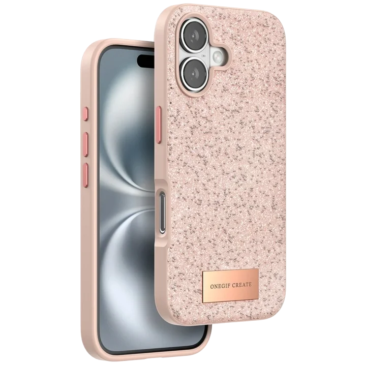 Mey İthalat®  iPhone 16 Plus Bright Simli Kapak - Pembe