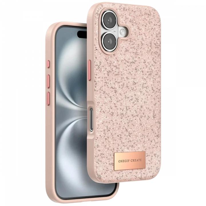 Mey İthalat®  iPhone 16 Plus Bright Simli Kapak - Pembe