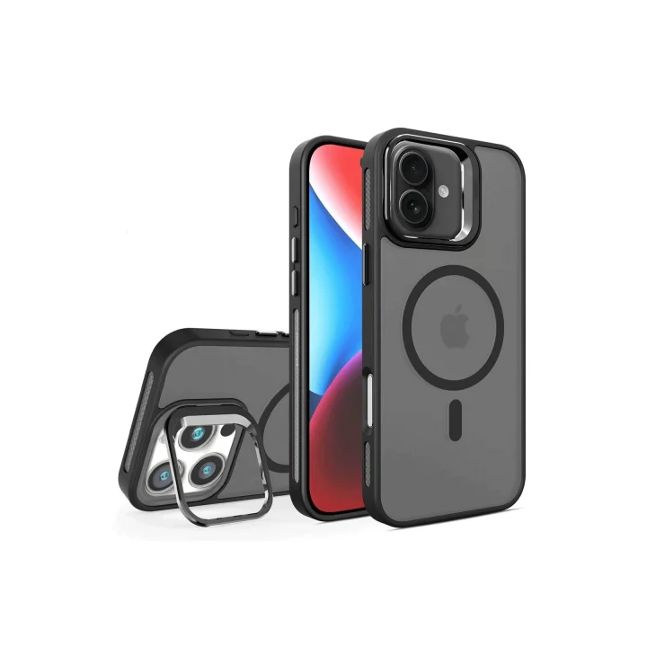 Mey İthalat®  iPhone 16 Plus Flet Lens Magsafe Kapak - Siyah