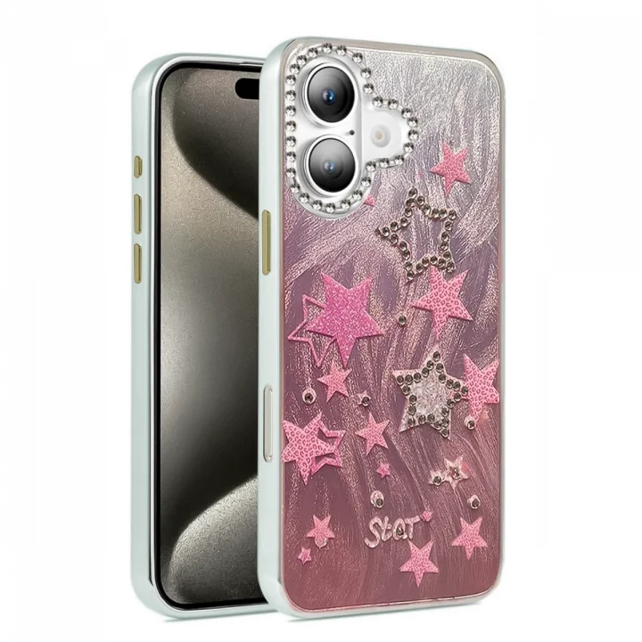 Mey İthalat®  iPhone 16 Plus Kılıf Blade Aynalı Desenli Kapak - Desen 7